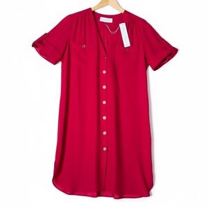 Amanda Uprichard Silk Pocket Roll-Tab Shift Dress size S NWT